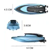 Båtar Electric/RC Boats Mini RC High Speed ​​Electronic Remote Control Racing Ship With LED Light Children Competition Water Toys for Kids