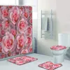 Tende da doccia Elegante bouquet di fantastici fiori bianchi Tenda da doccia in stile 3D Tenda da bagno con tappeto da bagno Set di tappeti Decorazioni per la casa floreali 230322