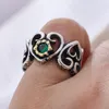 Anneaux De Mariage Arrivée Romantique Amour Coeur Vert Cristal Rétro Thai Argent Femme Anneau Promotion Bijoux Pour Femmes Cadeaux Ne Se Fanent Jamais