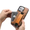 Wristband Leather Vogue Phone Case for iPhone 14 13 12 11 Pro Max XR XS Durable Card Slot Wallet Clutch Kickstand Business Back Cover with Finger Ring Holder