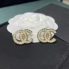 Stud 18K Gold Ploated 925 Silver Brand Designers Letters Stud Geometric beroemde vrouwen rond Crystal Rhinestone Pearl Earring Wedding Party Joodlry