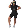 Tracksuits voor dames 2-delige set afdrukken T-shirts Sets Sets Samen Zomer Korte mouw O-Neck Casual Joggers Biker-pak vrouwelijk sexy