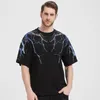 Mężczyzn S t T koszule 2023 Streetwear Dark Lightning T Shirt Hip Hop Men Harajuku Tshirt krótkie rękawowe bawełniane t -koszulki moda czarne topy tee Hiphop 230321