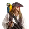 Basker brun orolig pirat tricorn hatt maskerad fest män kvinnor faux läder kostym tillbehör hattar