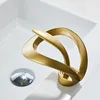 Grey Gold Black White Bathroom Basin Faucets Art Handle Cold Hot Water Mixer Crane Tap Deck Mout Creative Waterfall Tapware