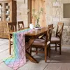 Bordslöpare sjöjungfru skalor Ocean Rainbow Sheer Chiffon Table Runner Country Wedding Party Birthday Tulle Voile Table Tyg Hemdekoration 230322