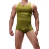 Undershirts Men Leotard Sports Workout Bodysuit Shorts Wrestling Singlet Fitness Jumpsuit Sexy Slip Ice Silk Underwear Swimwear