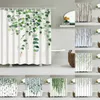 Shower Curtains Green Plant Leaves Shower Curtain for Bath Waterproof Polyester Bathroom Curtain with Hooks 3D Printing Home Decor Bath Screens 230322