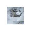 Anelli Vecalon Vintage Heart Promise Ring 925 Sterling Sier 5A Cz Fascia di fidanzamento per le donne Gioielli da dito da sposa Drop Deliver Dhhmf