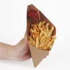 Sinwerk voor servies Kraft Paper Box Fries Cone Shape Tas Wegwerp creatief Frans waterdichte anti-olie-grade pakket