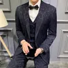 Ternos masculinos Blazers Jacquard Print Suit Men Groom Man Dress Costume Homme Business Ternos Wedding Fumando Mariage