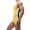 Undershirts Sexy Mens Bodysuits Leotard Jumpsuits One-piece Wrestling Singlet Overalls Shorts Bugle Pouch Male Underwear XL