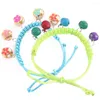 Colliers pour chiens collier pour animaux de compagnie réglable tissu tresse noué chiot chat avec cloches jouant jouet pour accessoires couleur aléatoire