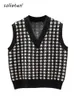 Femmes Gilets Femmes Pull Gilet Printemps Automne Femmes Court Lâche Chandail Tricoté Sans Manches Dames Col En V Pull Tops Femme B-039 230322