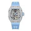 Relógios de pulso Haofa Luxury Automatic Mechanical Watch for Men Diamond Buzel Tamanho Médio Sapphire Skeleton à prova d'água 1907L