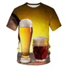 Men's T-Shirts Summer Men Beer 3D Print T Shirt Lightweight Breathable O-Neck Funny Short Sleeve Casual Streetwear Tops Tees Unisex Clothes W0322