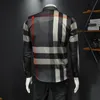 Casual shirts heren heren heren met lange mouwen mode check patroon geruite print mannen slank fit shirt hoogwaardige trendy shirt 230322