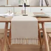 Ładownik stołowy vintage bawełniany bieżnik stołowy z Tassel Burlap Rustykalny stół na obiad stoli