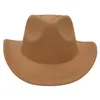 Western Cowboy Fedora Hat Heart-shaped Crown Warped Brim Vintage Top Hat Women Men Felt Cap Trilby Church Party Hat Sunhat