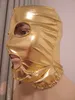 Kostymtillbehör halloween masker cosplay dräkter glänsande metallmask öppna ögon och mun vuxna unisex zentai kostymer festtillbehör