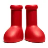 MSCHF Big Red Boots 2023 Astro boy stövlar Tecknad regnstövel Tjockbottna Halkfria stövlar Gummiplattform Stövla Modestorlek 35 -48 med låda