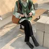 Kadın yelek kazak yelekleri kadınlar s-3xl vintage moda all-maç retro sonbahar örme şık kolsuz tasarım harajuku argyle ins v-boyun 230322