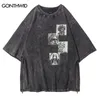 Men s T Shirts Vintage T Shirt Streetwear Men Statues Print Distressed Zipper Tshirt Hip Hop Harajuku Casual Cotton Punk Gothic Tees Shirts Top 230321