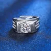Large Men's Four Claw Ring High Simulation Morsonite Plated Wedding Ring One Carat Wholesale