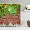 Shower Curtains Retro Old Brick Wall Plant Printing Fabric Waterproof Shower Curtain Bathroom Curtains Bathtub Decor Bath Screen with 12 Hooks 230322