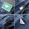 Spring/summer 2023 Blue Jeans Men's Popular Green Leather Label Decorative Elastic Slim Fit Pants Men