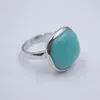 Cluster Rings Pure 925 Sterling Silver With Natural Cushion Turquoise Ring For Woman Size From 5 To 12