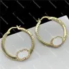 Luxury Women G Studs Designer Gold Hoop Earrings Diamond Double Letters Circle Eardrops Dangler Birthday Gift