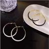 Hoopörhängen 925 Silver Needle Plated 24 Karat Gold Earring Women Fashion Personality Big Ear Ring