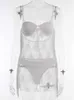 Abiti da festa RLMABABY Sexy Hottie Girl See Through Nappa Bianco Aderente Donna Night Club Collo basso Backless Nero Mini Y2303