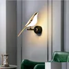 Vägglampa postmodern kreativitet guldplätering fågel led lampor hall trappor sconce sovrum ljus designer dekor fixturer 210724 drop dhs8q