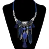 Choker Colors Bohemian Fashion Statement Necklace Rope Leather Chain Resin Beads Natrual Stone Feather Tassel Women Jewelry Chokers