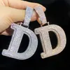 A-Z nom personnalisé Bling CZ lettre pendentif avec gratuit 3mm 24 pouces corde chaîne or argent Bling zircone hommes Hip Hop bijoux