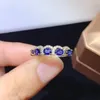 Cluster Rings Natural Blue Sapphire Ring Gemstone S925 Silver Lovely Crown Hairpin Row Wave Women Girl Gift Party Fine Jewelry