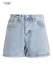 Damesshorts Charmingtrend Zomer Denim Mode Klassiek Effen Kleur Hoge taille Zak Patchwork Dameskleding 230322