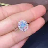 Cluster Ringe Natürlicher Opal Ring S925 Sterling Silber für Frauen Party Jubiläum Hoher Schmuck Verlobung