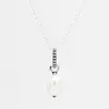 Naszyjnik z białą perłą prawdziwe srebro dla pandory moda wesele biżuteria dla kobiet prezent dla dziewczyny projektant łańcuszek naszyjniki z oryginalnym pudełkiem