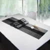 Таблица бегуна 30x180 см серой цветовой стол бегун из бамбукового рисунка PVC Table Runner для свадебного ужина Кофейный столик для дома 230322