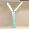 Lámparas de mesa Lámpara de escritorio LED Rotación de 180 grados USB recargable con gran rango de iluminación Control táctil Plegable Portátil Doble cabeza