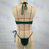 Dunkelgrüner Damen-Bikini, sexy BH-Badeanzug, hochwertiger Badeanzug für Damen, Neckholder-Badeanzug