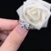 Clusterringen Solid 18K 750 Wit Gouden Ring Oxhead Test Positief 2CT 8.0mm D Moissanite Women Wedding Originele bruidsjuwelen