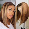 Brazilian Bob Highlight Wigs 4/27 Colored Straight Lace short Human Hair Wigs For Black Women Synthetic Lace Front Wig