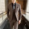 Męskie garnitury Blazers 3-częściowe mężczyzn Groom Suknia ślubna Plaid Formal Suits Ustaw wysokiej jakości mężczyzn moda swobodny kombinezon biznesowy Trzyczęściowe smoking S-7xl 230322