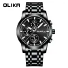 손목 시계 Olika Steel Men Quartz 비즈니스 시계를위한 시계 광도 방수 남성 retogio