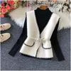 Kamizelki damskie wełniane wełniane SWEATER TOP Kobiety Sprężyna Elegancka elegancka z rękawem w szyku w szyku koreańsko-zwyczajna płaszcz mody 230408