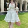 Casual Dresses Qweek White Kaii Fairy Dress For Girls Sower Princess Off Shoulder Ruffle Party Mini Dresses Woman Casual Sundress 2021 G230322